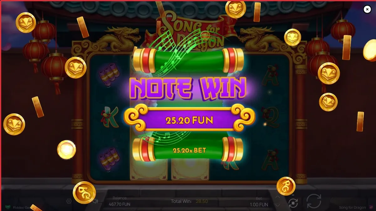 Pemandangan visual slot Song for Dragon dengan tema naga dan pegunungan Tiongkok